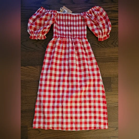 Seven Wonders Red Gingham Midi Dress Size Small NWT - Picture 2 of 4